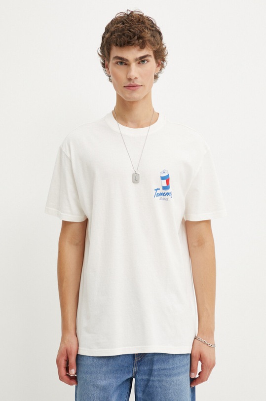 Oblečení Bavlněné tričko Tommy Jeans DM0DM18548 béžová