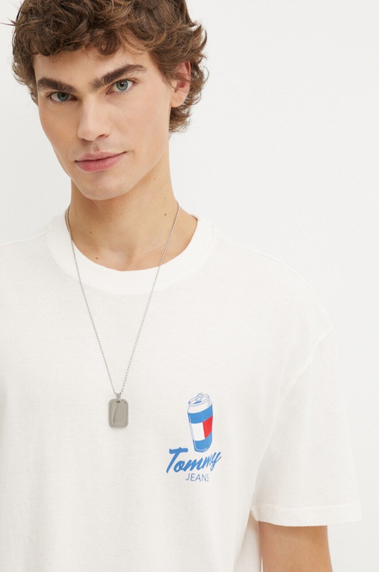 Bavlněné tričko Tommy Jeans béžová DM0DM18548