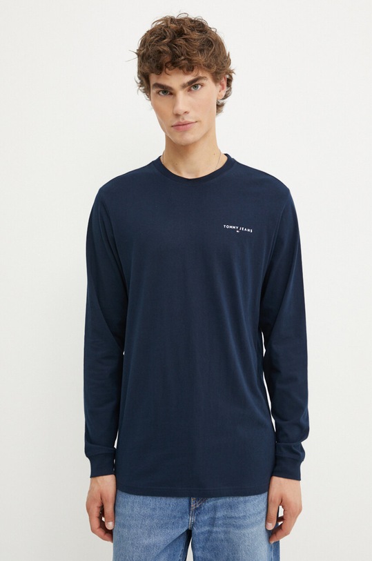 Tommy Jeans longsleeve din bumbac print bleumarin DM0DM18551