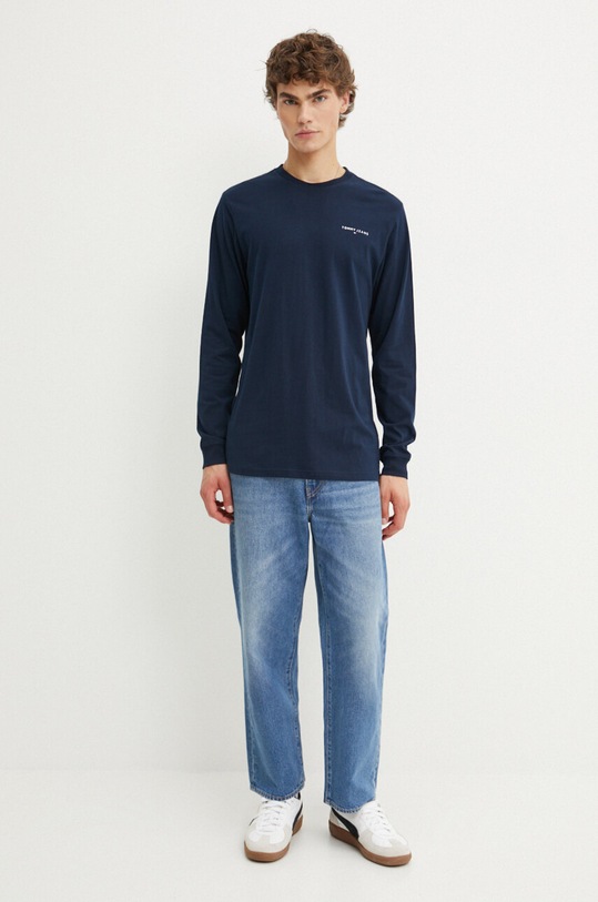 Tommy Jeans longsleeve din bumbac DM0DM18551 bleumarin AW24