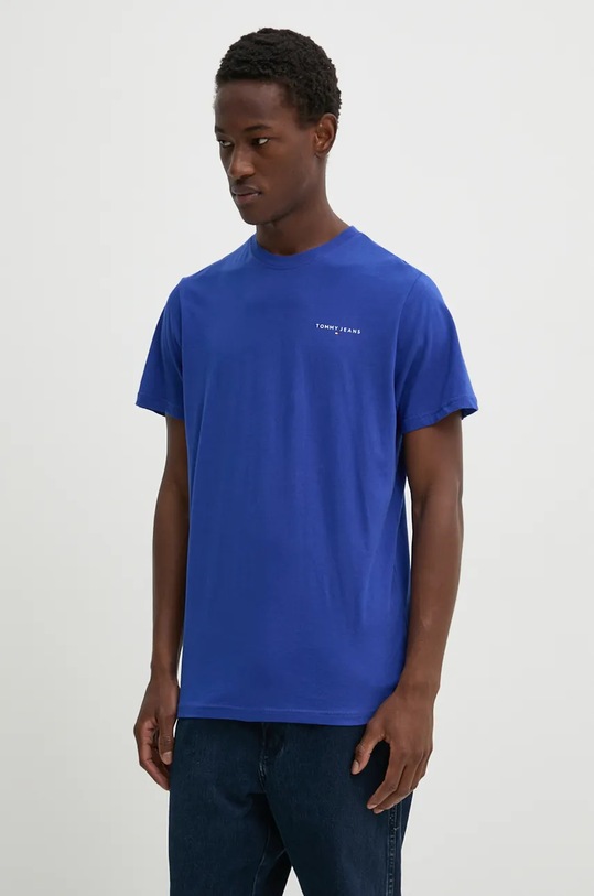Tommy Jeans tricou din bumbac print albastru DM0DM18555