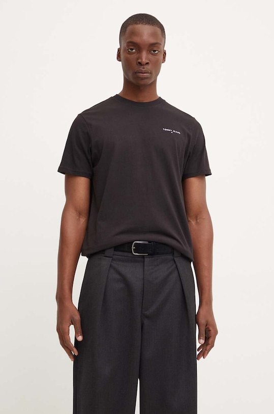 Tommy Jeans tricou din bumbac DM0DM18555 negru AW24