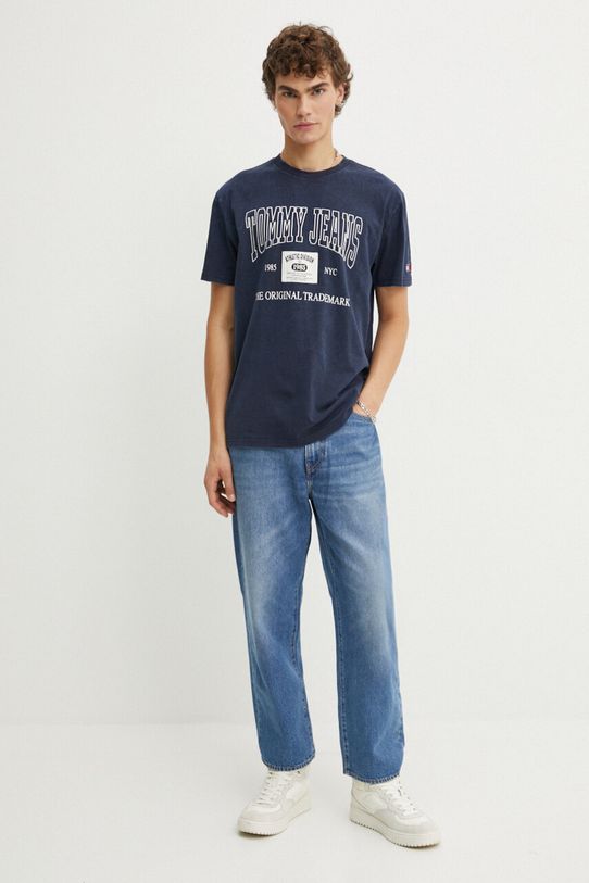 Tommy Jeans t-shirt bawełniany DM0DM19198 granatowy AW24