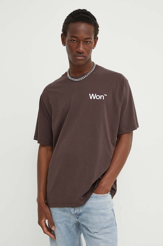 Won Hundred tricou din bumbac print maro 3101.12063