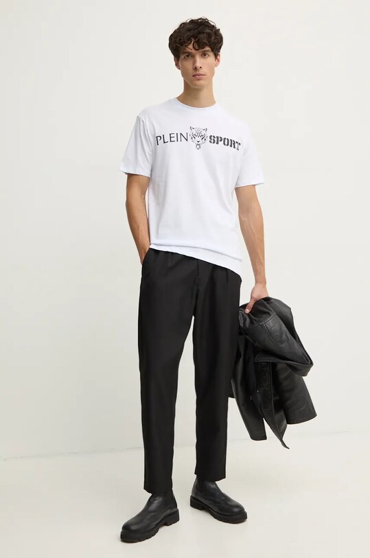 Хлопковая футболка PLEIN SPORT AADC.MTK7197.SJY001N белый AW24