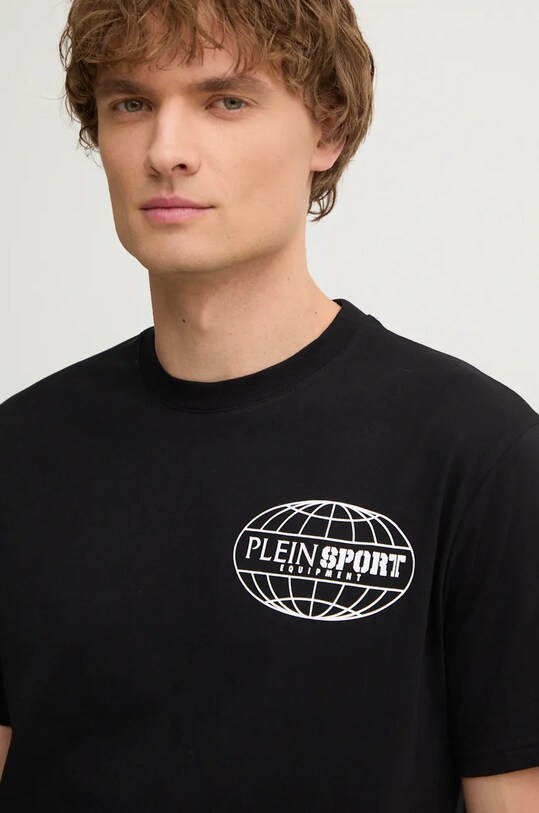 Хлопковая футболка PLEIN SPORT чёрный AADC.MTK7544.STE003N