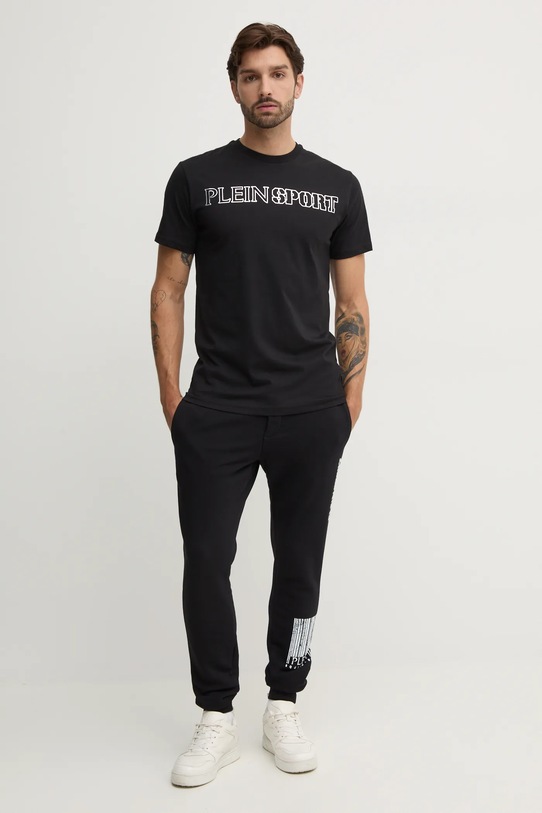 Бавовняна футболка PLEIN SPORT AADC.MTK7942.STE001N чорний AW24