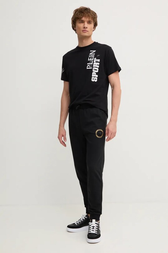 Памучна тениска PLEIN SPORT AADC.MTK7950.STE001N черен AW24