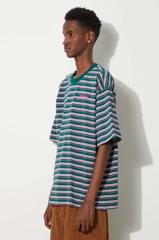 adidas Originals cotton t-shirt 80s Loose Striped Tee green JC6521