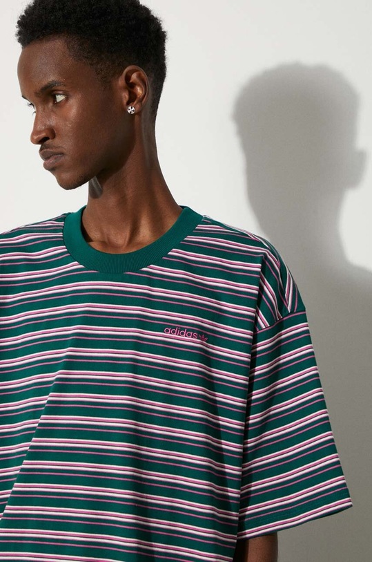 adidas Originals cotton t-shirt 80s Loose Striped Tee JC6521 green