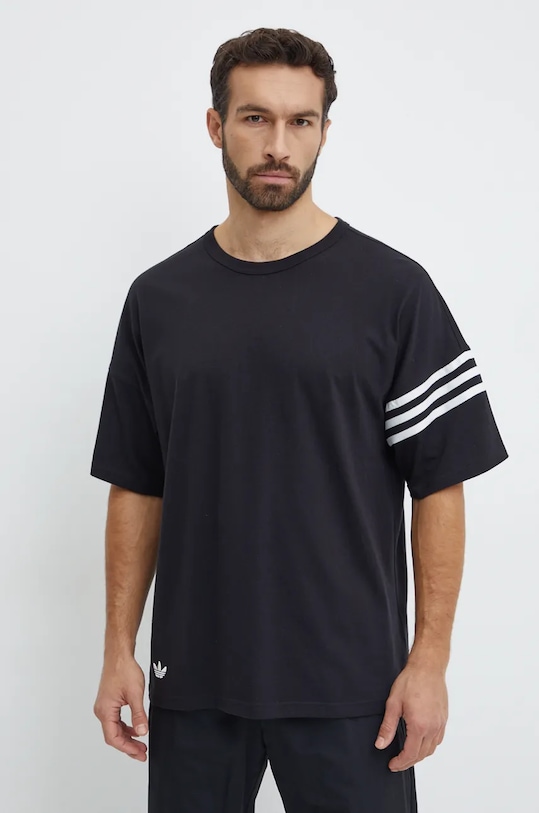 Βαμβακερό μπλουζάκι adidas Originals Neuclassics Tee μαύρο IW0972