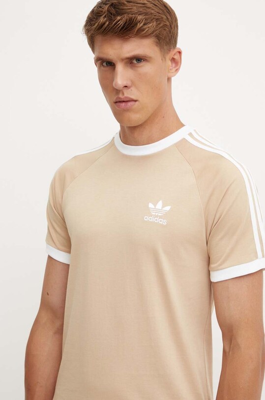 adidas Originals t-shirt bawełniany Adicolor Classics 3-Stripes Tee beżowy IZ2366