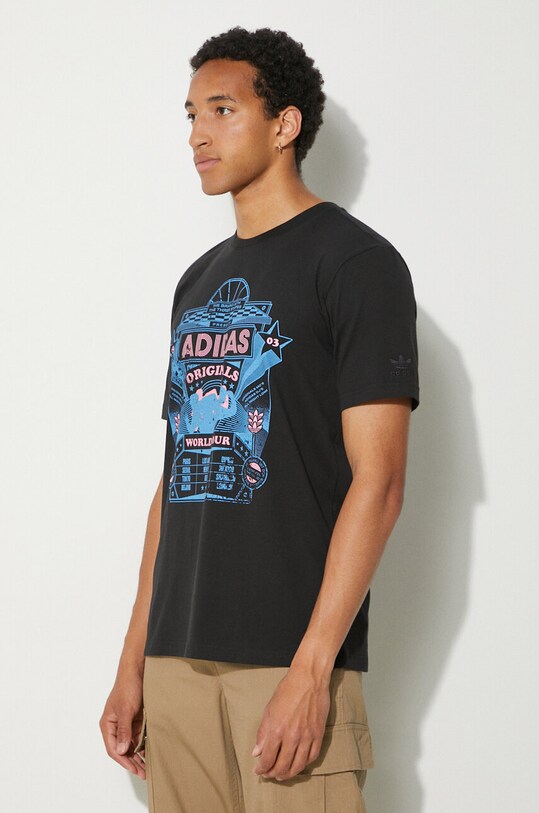 Βαμβακερό μπλουζάκι adidas Originals Street 4 μαύρο IZ2585
