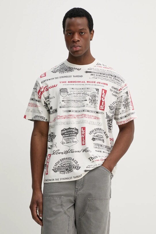 Levi's t-shirt bawełniany nadruk beżowy 87373