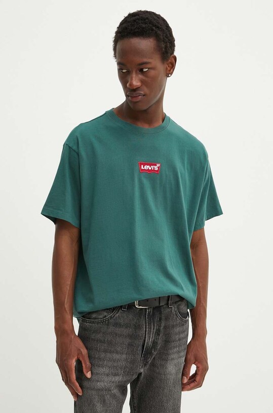Levi's t-shirt bawełniany nadruk zielony 87373