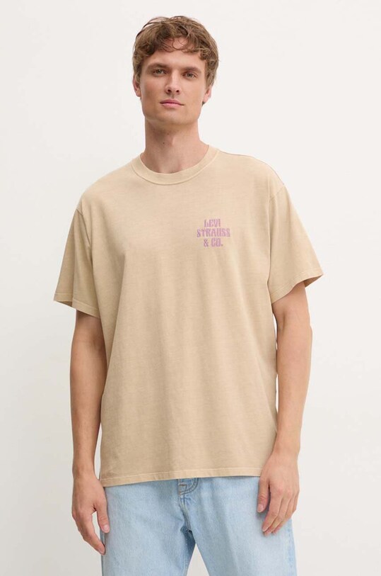 Levi's tricou din bumbac print bej 87373