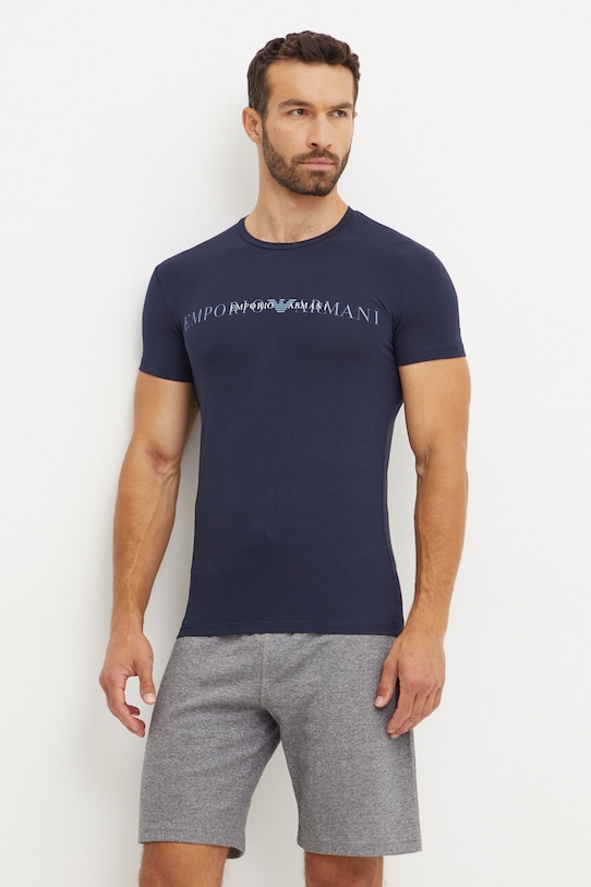 Emporio Armani Underwear tricou lounge print bleumarin 111035.4F729