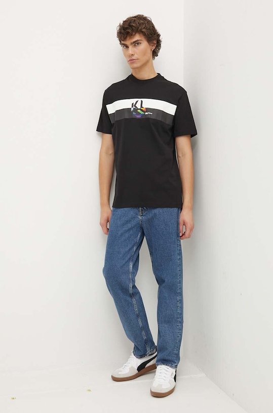 Karl Lagerfeld Jeans t-shirt bawełniany 245D1708 czarny AW24