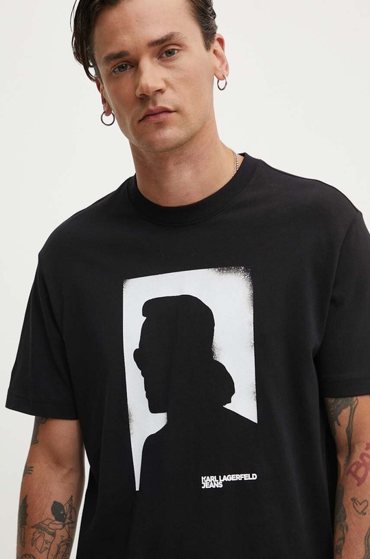 Karl Lagerfeld Jeans t-shirt bawełniany nadruk czarny 245D1709