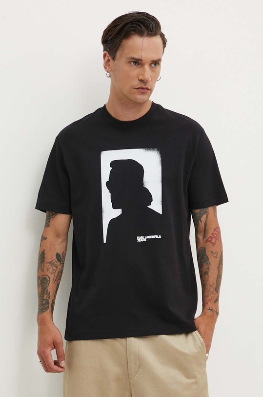 Karl Lagerfeld Jeans pamut póló fekete 245D1709