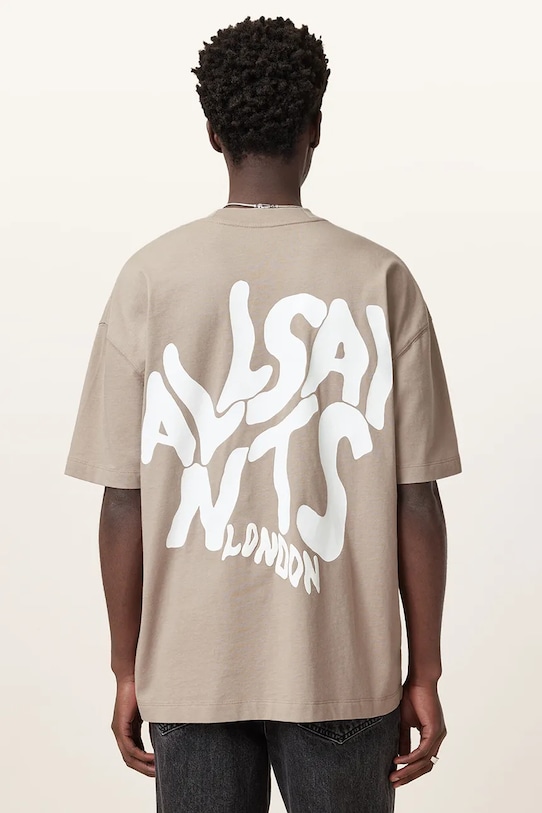 AllSaints tricou din bumbac ORLANDO SS M022PA bej SS25