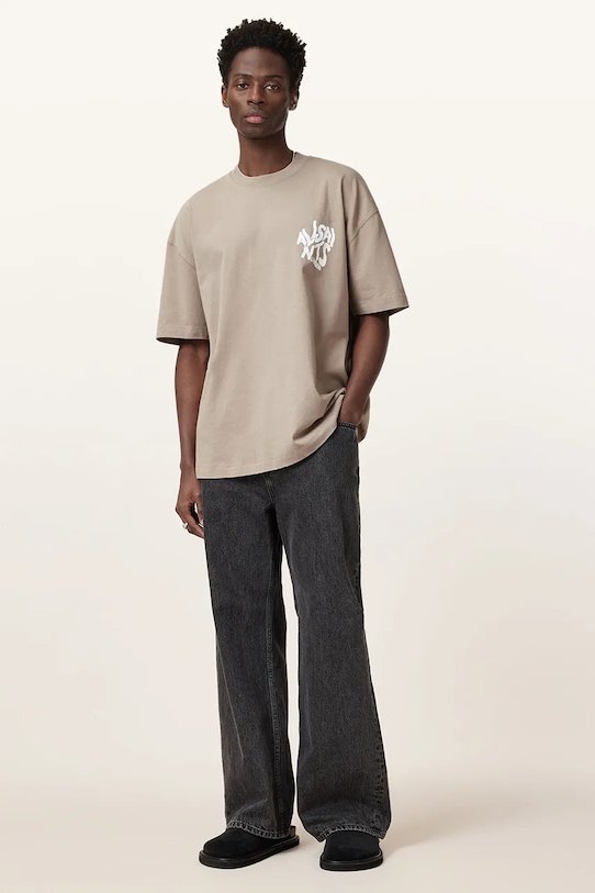 AllSaints tricou din bumbac ORLANDO SS M022PA bej