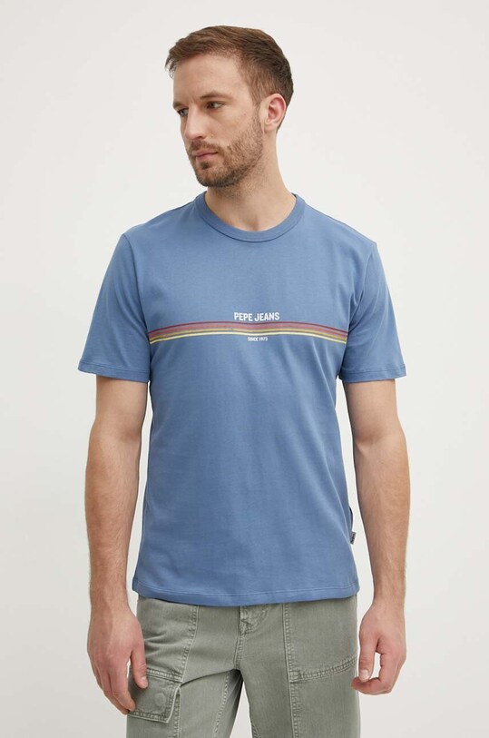 Бавовняна футболка Pepe Jeans ADUR блакитний PM509427