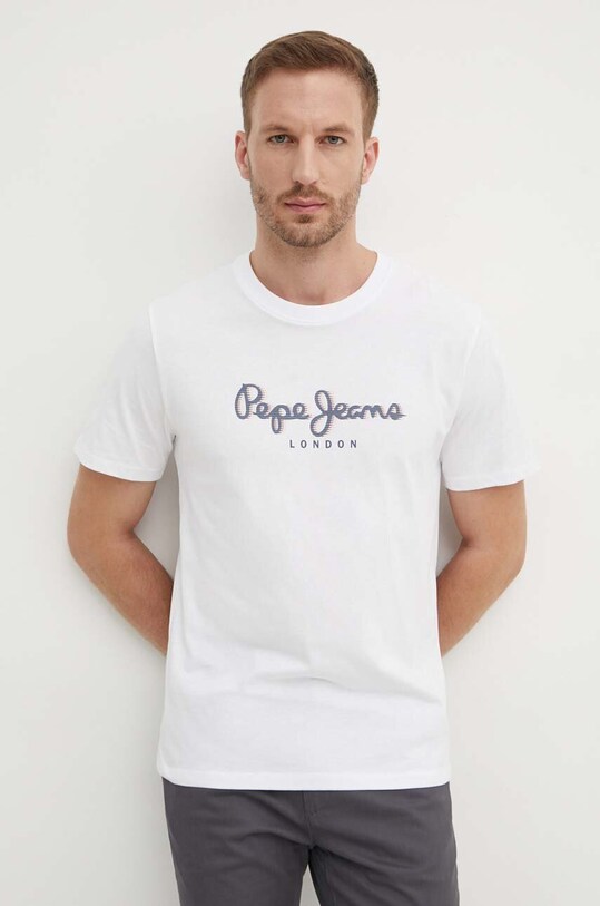 Бавовняна футболка Pepe Jeans ABEL бавовна білий PM509428