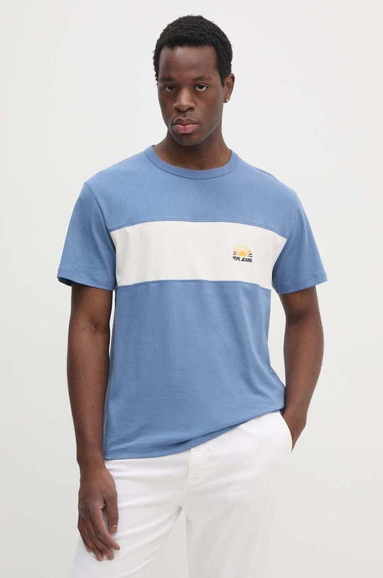 Бавовняна футболка Pepe Jeans AEDUS relaxed блакитний PM509435
