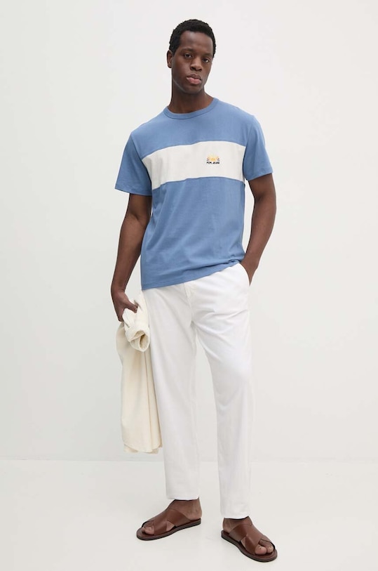 Pepe Jeans t-shirt bawełniany AEDUS PM509435 niebieski AW24