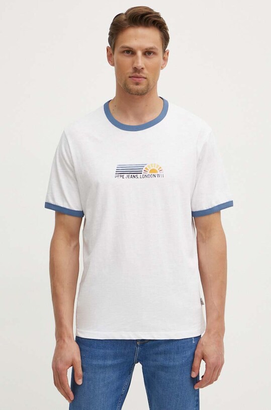 Бавовняна футболка Pepe Jeans ADAN білий PM509437