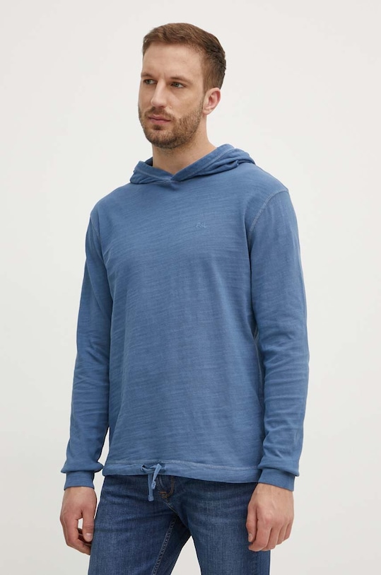 Bavlněná mikina Pepe Jeans ABRAHAM s kapucí modrá PM509438