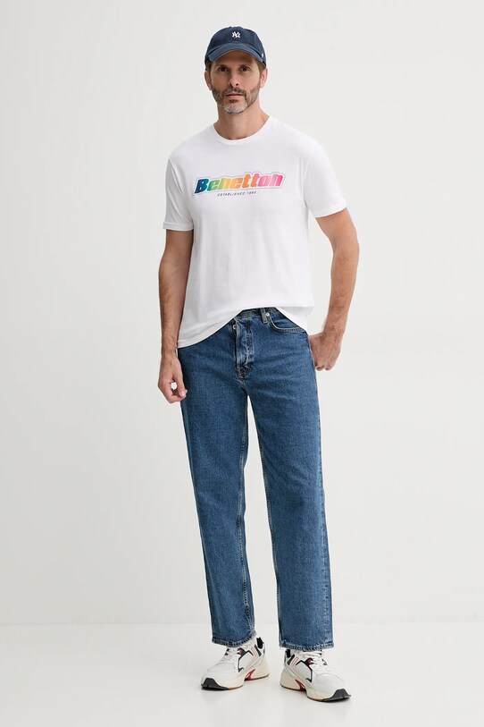 United Colors of Benetton tricou din bumbac 3I1XU1096 alb SS25