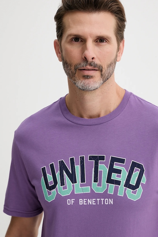 Бавовняна футболка United Colors of Benetton фіолетовий 3I1XU1096