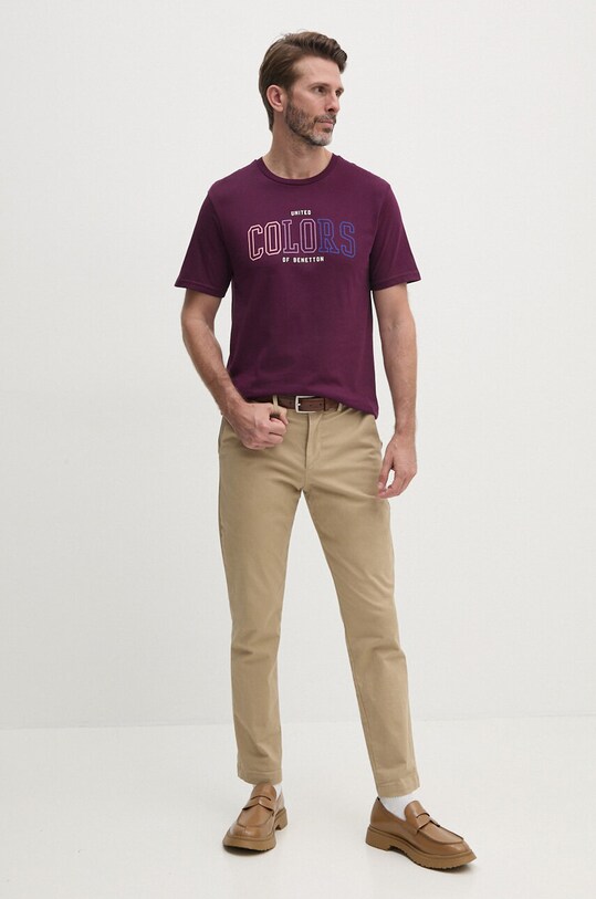 Хлопковая футболка United Colors of Benetton 3I1XU1096 фиолетовой SS25