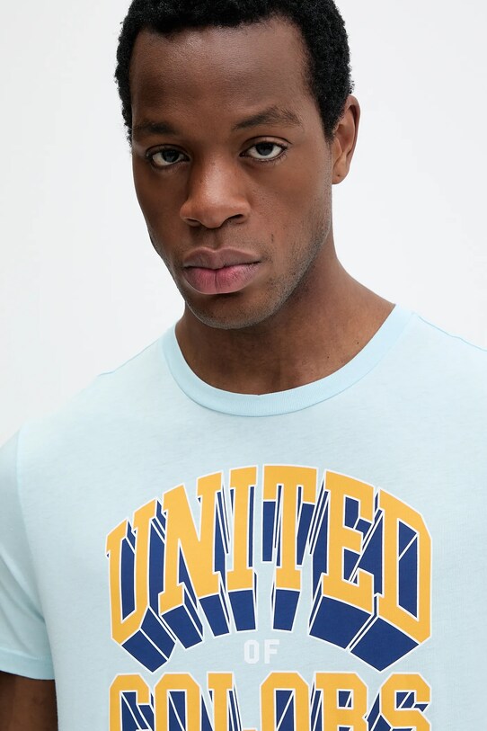 United Colors of Benetton tricou din bumbac albastru 3I1XU1096