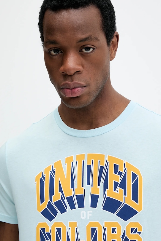 Хлопковая футболка United Colors of Benetton голубой 3I1XU1096