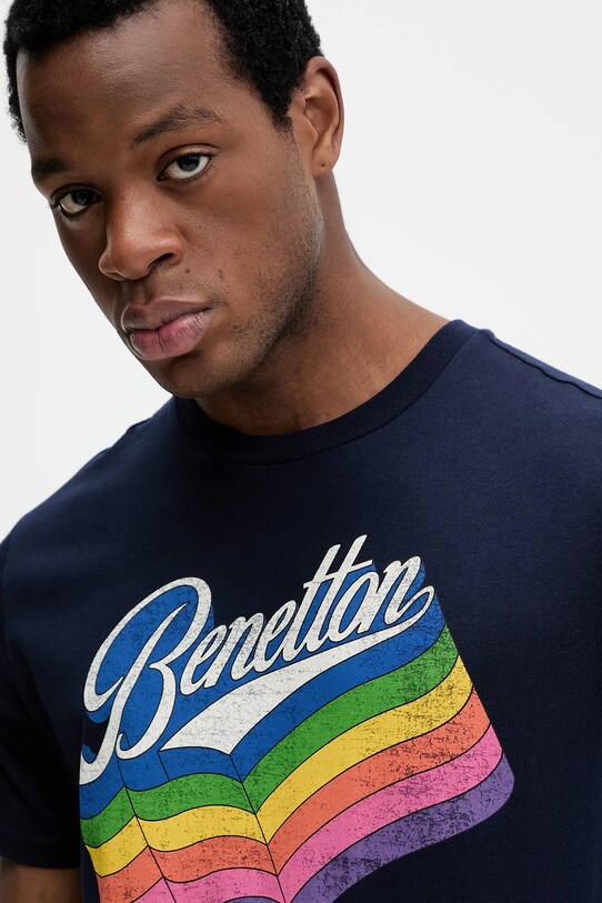 United Colors of Benetton t-shirt bawełniany granatowy 3I1XU1096
