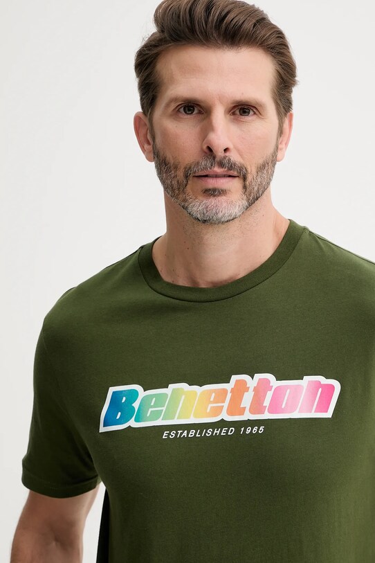 United Colors of Benetton tricou din bumbac verde 3I1XU1096