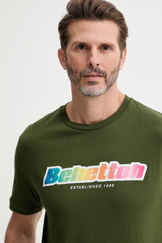 Памучна тениска United Colors of Benetton зелен 3I1XU1096