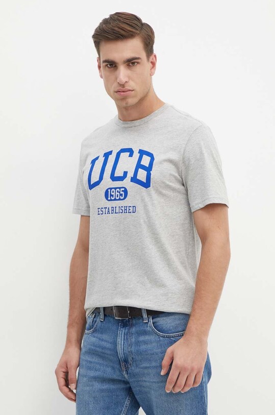 Хлопковая футболка United Colors of Benetton серый 3I1XU1096