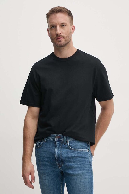United Colors of Benetton tricou din bumbac uni negru 3MI6U109K