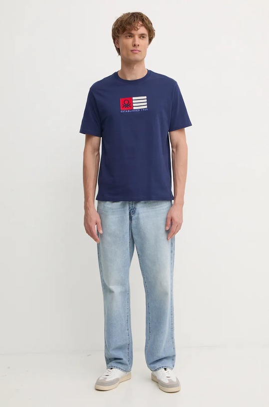 United Colors of Benetton tricou din bumbac 3VTEU109G bleumarin AW24