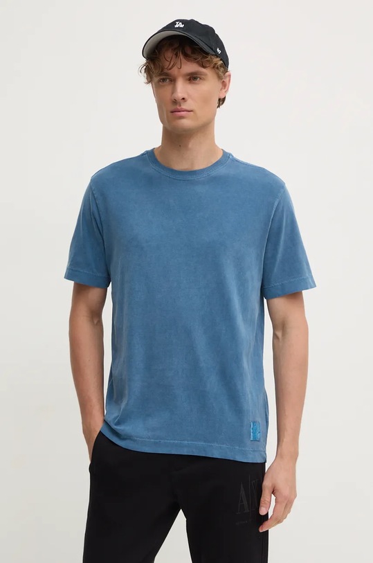 Памучна тениска United Colors of Benetton стандартна син 3ZITU1098