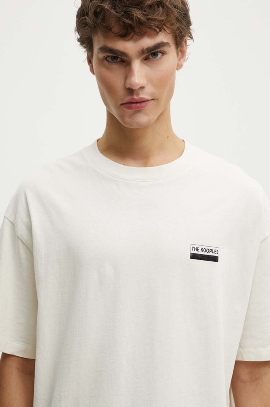 Bavlněné tričko The Kooples béžová HTSC29004K
