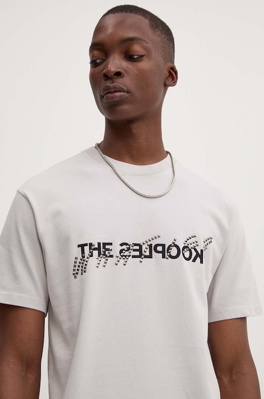The Kooples t-shirt bawełniany nadruk szary HTSC29014K