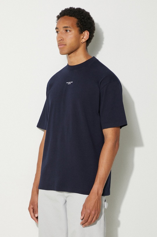 Βαμβακερό μπλουζάκι Drôle de Monsieur Le T-Shirt Slogan Classique σκούρο μπλε PERM.TS202.CO002.NY