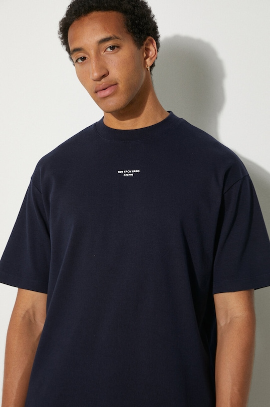 Βαμβακερό μπλουζάκι Drôle de Monsieur Le T-Shirt Slogan Classique PERM.TS202.CO002.NY σκούρο μπλε