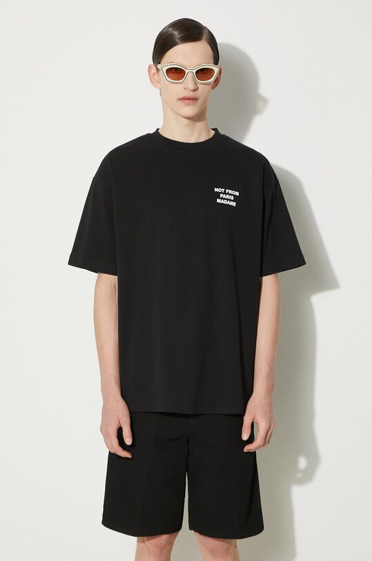 Oblečení Bavlněné tričko Drôle de Monsieur Le T-Shirt Slogan PERM.TS203.CO002.BL černá