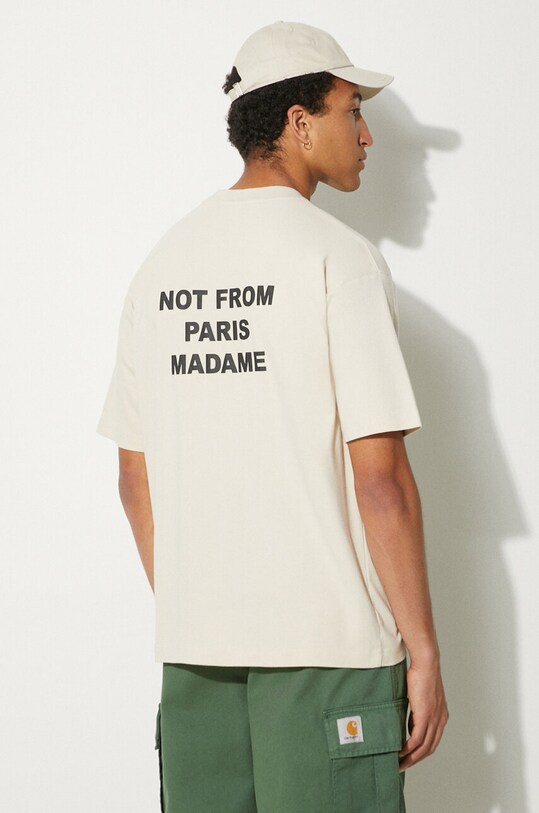 Дрехи Памучна тениска Drôle de Monsieur Le T-Shirt Slogan PERM.TS203.CO002.MT бежов
